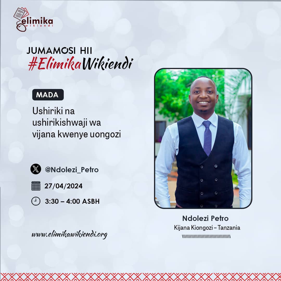 Vijana Hatushirikishwi Au Sisi Hatutaki Kushiriki Kwenye Uongozi ?? Sasa Kesho Tutakuwa Na @Ndolezi_Petro Kiongozi Kijana Ataunguruma Na Sisi Kwenye #ElimikaWikiendi Usikose.