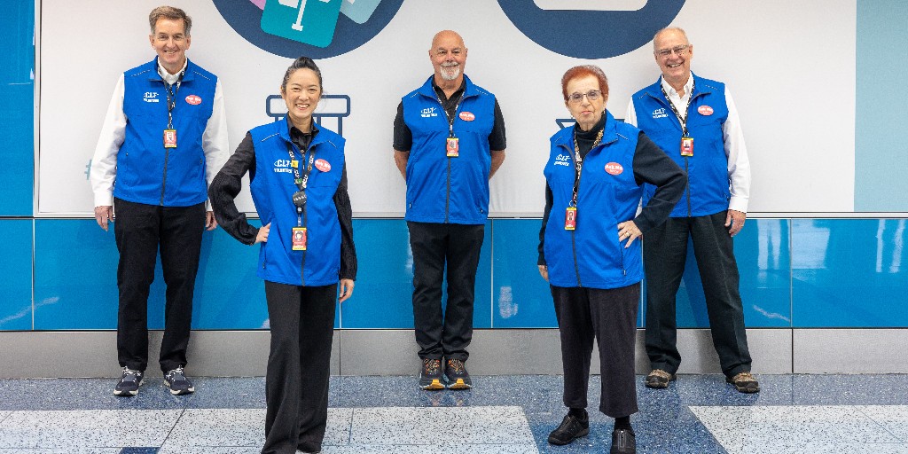 At #CLTairport, our team of over 53 volunteers, adorned in blue vests and welcoming smiles, generously donate their time to greet passengers, offer assistance and guide travelers through the Airport. Join us in expressing our gratitude to these invaluable volunteers! #NVW