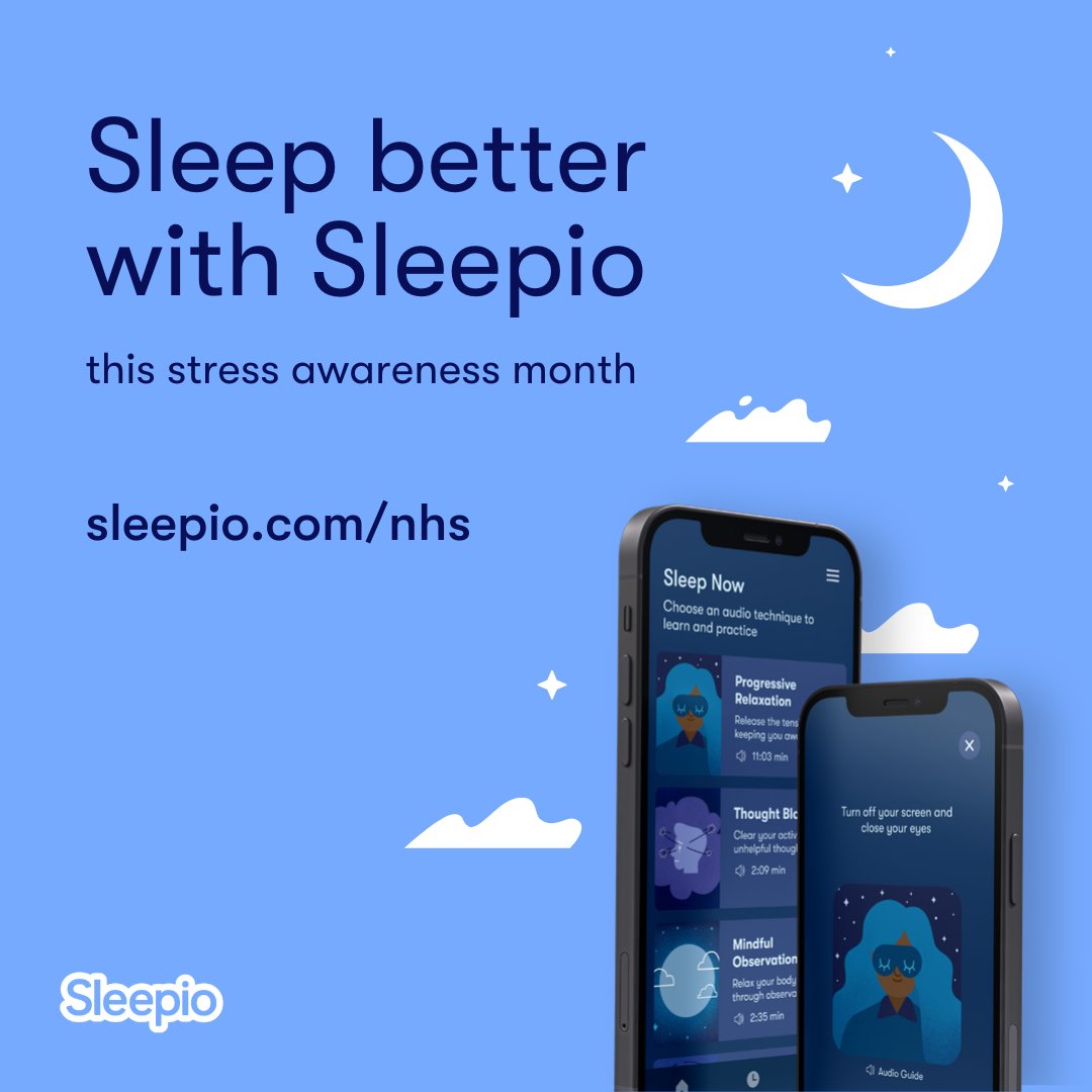 This #StressAwarenessMonth why not try Sleepio to help prevent or overcome burnout.

Sleepio is a free customised online sleep improvement program which provides evidence-based techniques to help quiet your mind and enhance sleep quality.

Visit sleepio.com/nhs