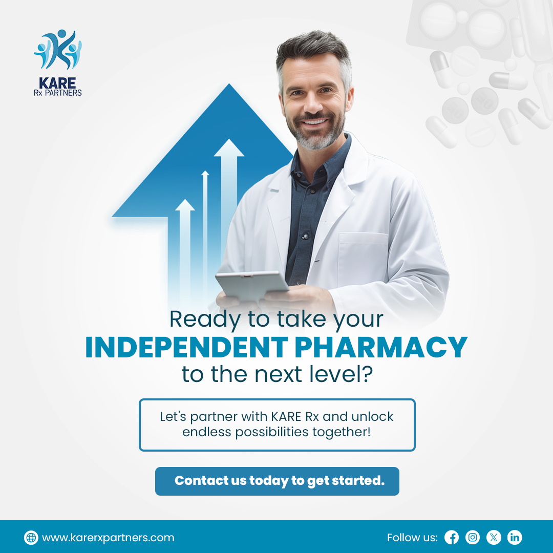 Ready to take your #IndependentPharmacy to the next level? Let's partner with KARE Rx and unlock endless possibilities together! Contact us today to get started - karerxpartners.com

#localpharmacy #communitypharmacy #smallpharmacyowner #karerxpartners  #CommunityPharmacy