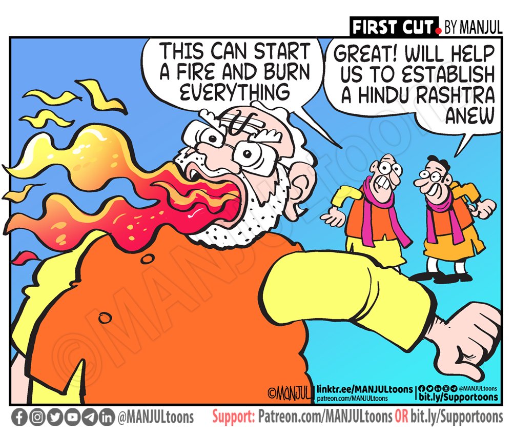 Two-day-old #cartoon for my Patreon readers. Linktr.ee/MANJULtoons #Modi #HateSpeech #ElectionCommission #Election2024