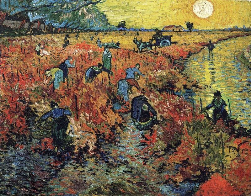 Vincent Van Gogh’un , hayatı boyunca sattığı tek tablosu :
Bağ - üzüm bahçesi 1880
Altın rengi bir gökyüzünün altında ,canlı kırmızı sarmaşıklar  içinde bir bahçesinin tasviri