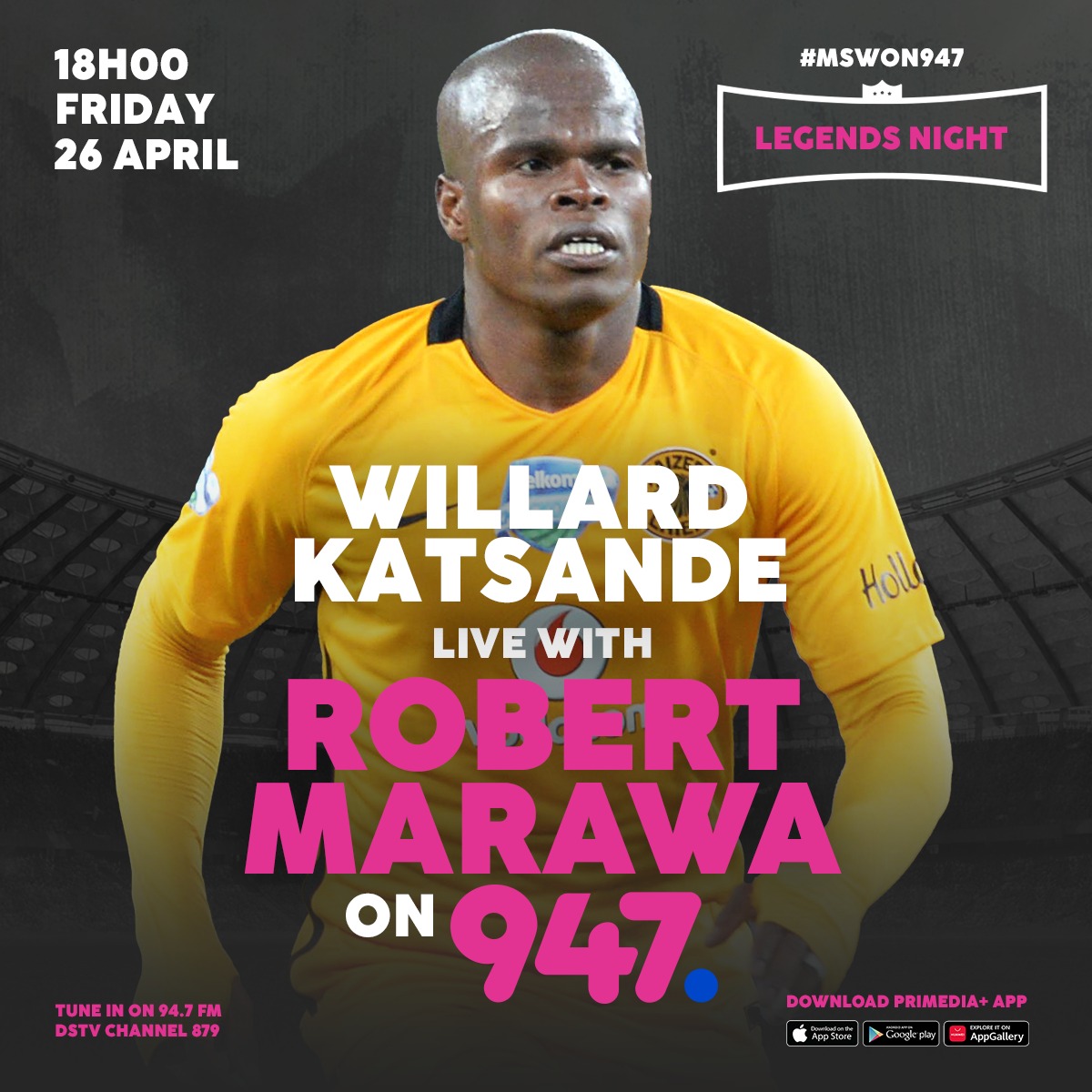 Once-upon-a-time, this man once said..👂🏾👂🏾 An illustrious career of 10 years spent @KaizerChiefs, where he carved a name for himself as a tough tackling, no-nonsense midfielder, the now retired star is LIVE in Studio TONIGHT on #MSWOn947 📲060 708 0484 @947 @RISEfm943 @VumaFM…