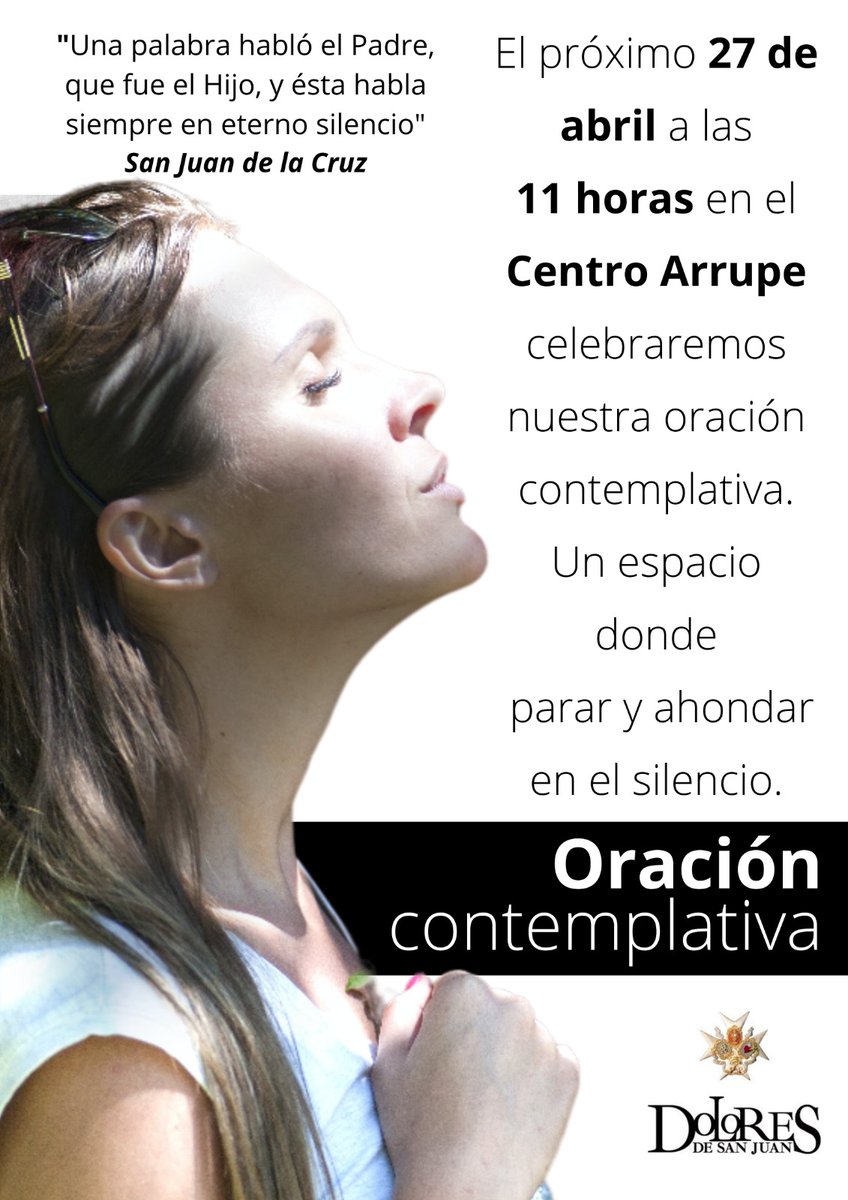 🔇 Este sábado 27 de abril volvemos a reunirnos en comunidad para celebrar la oración contemplativa en el Centro Arrupe ¡Anímate y acude! #cofradíasMLG