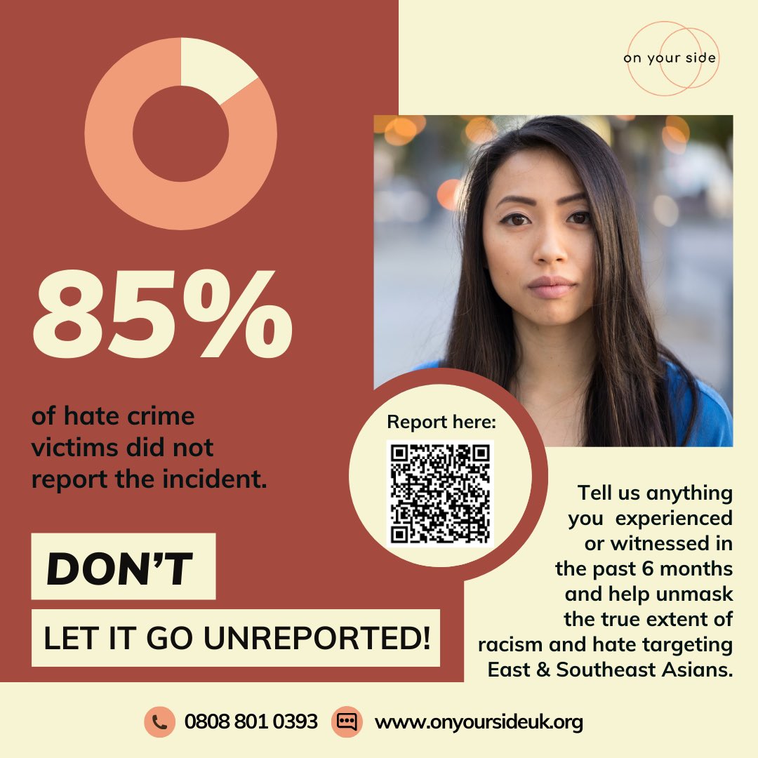 @IBVprev’s latest study showed the alarming extent of hate crime targeting East and Southeast Asian communities in the UK yet significantly underreported. If a hate crime goes unreported, it remains unseen, as if it never happened.