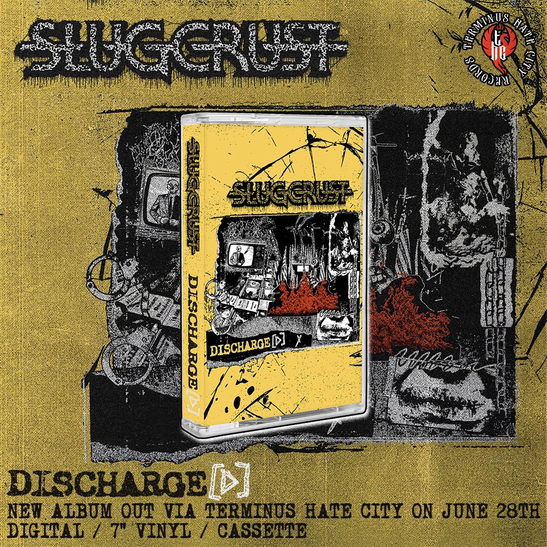 Did these mock-ups for <a href="/slugcrust/">SLUGCRUST</a>’s upcoming EP “Discharge(d)” that’s out June 28th and they’ve got a new single out now, check it out. 

Also hmu if you need any stuff done for mock-ups or layout/template work 🫡