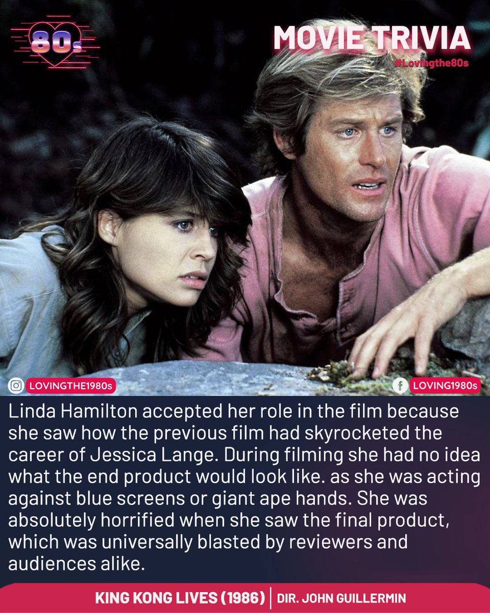 Movie Trivia: King Kong Lives (1986) 🎥

#Lovingthe80s #MovieTrivia #80sNostalgia #KingKongLives #LindaHamilton