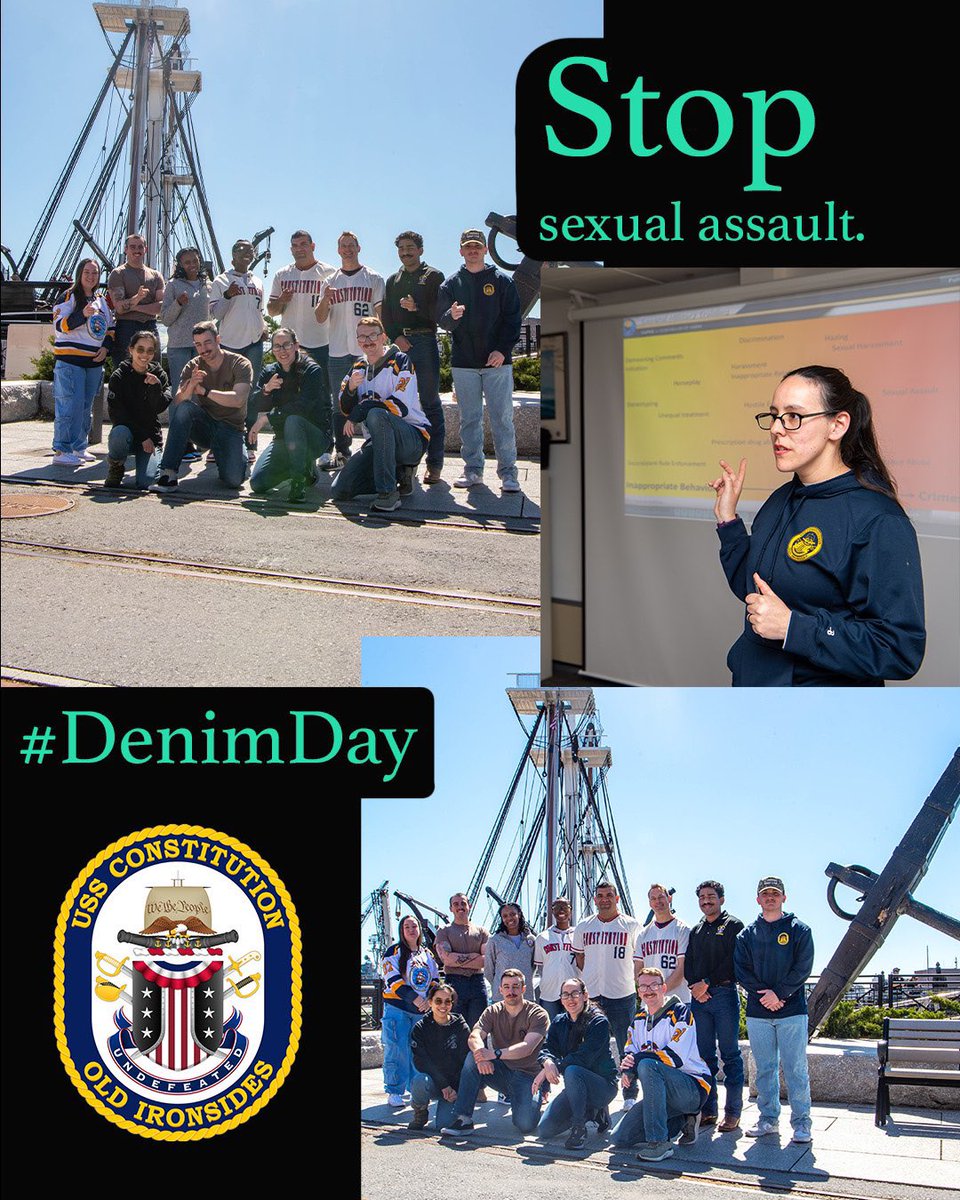 Today, USS Constitution showed support for #DenimDay, a powerful worldwide movement against sexual violence. By wearing denim, we stand in solidarity with survivors, highlighting misconceptions about sexual harassment and assault, while advocating for consent and support.