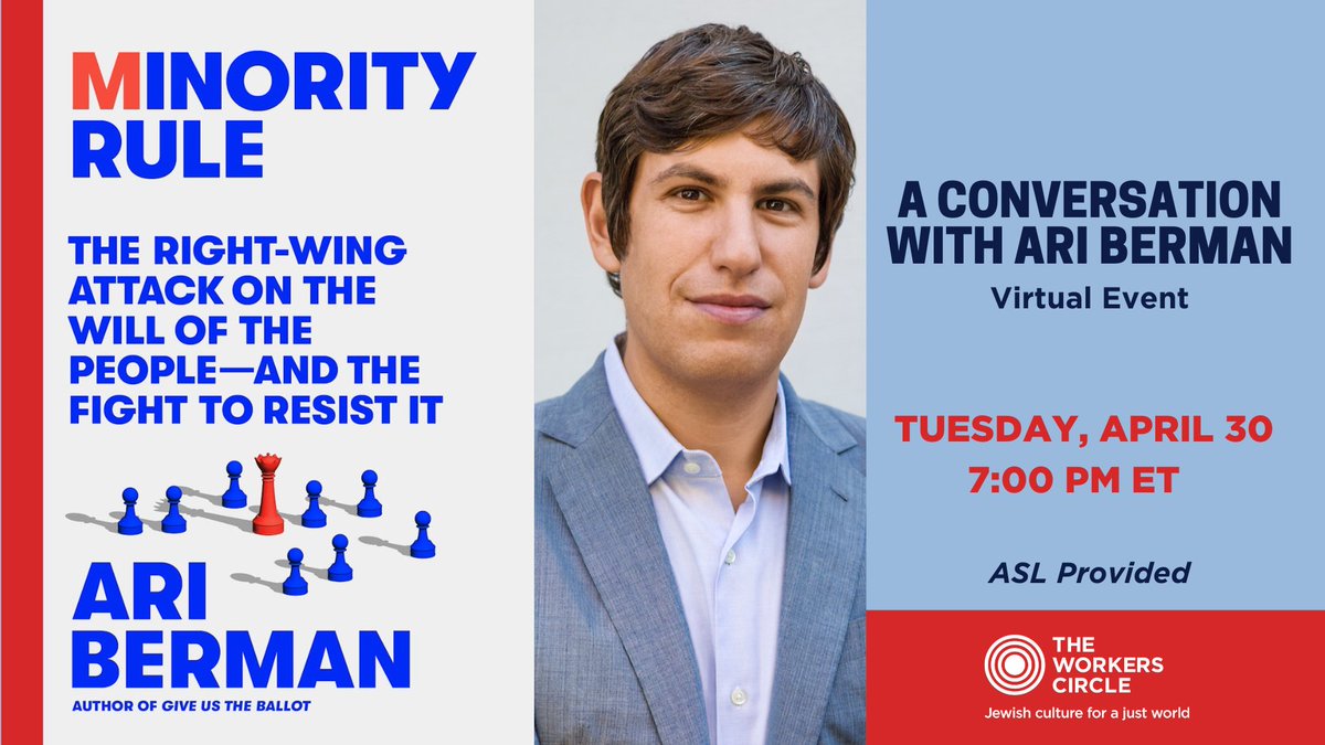 #UUTwitter, 
Tues. April 30th at 7pm ET, 6pm CT, 5pm MT, 4pm PST
@uusj is joining @WorkersCircle and @AriBerman to learn how we can build a truly multiracial, multicultural democracy that will @SidewithLove.
#DemandDemocracy
RSVP: us02web.zoom.us/webinar/regist…