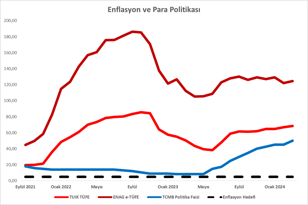 Para politikası sıkı mı değil mi? Gerçekleşen enflasyona bakarsanız gevşek, ENAG enflasyonuna bakarsanız para politikası yok gibi bir şey.