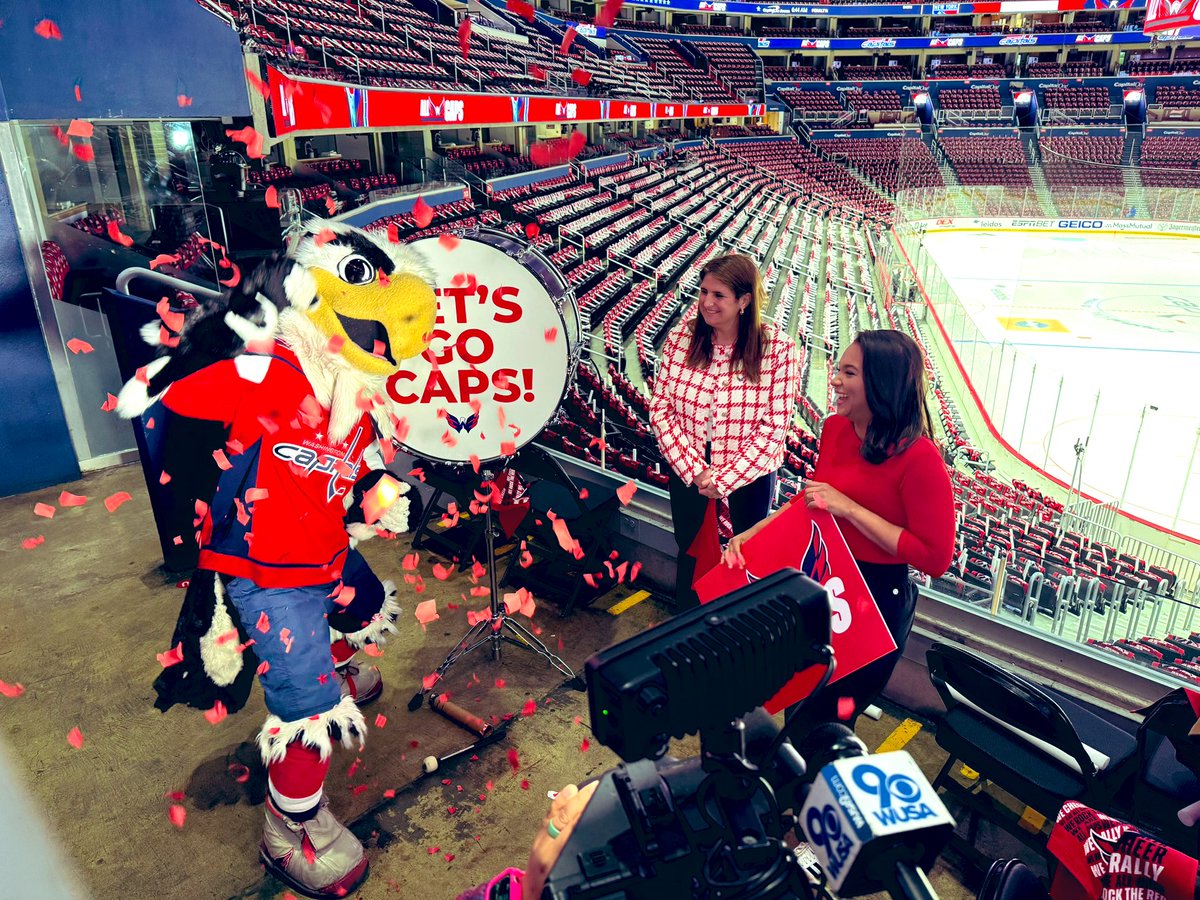 #ALLCAPS mascot @Caps_Slapshot and @Capitals SVP of marketing Amanda Tischler join @wusa9’s @Marcella_Rob live from @CapitalOneArena this morning ahead of Game 3. Stay tuned to @wusa9 @WUSA9sports for more details on fan initiatives and the series.