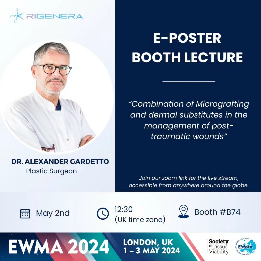 RigeneraHBW's tweet photo. Join us for exclusive webinars at the EWMA London booth featuring renowned experts Dr. Alexander Gardetto and Dr. Lys Santos! Gain insights on the latest advancements in wound care from industry leaders. Don't miss out! #EWMA #WoundCare #Healthcare #MedicalWebinars #LondonEvent https://t.co/YVtEOwNKXR