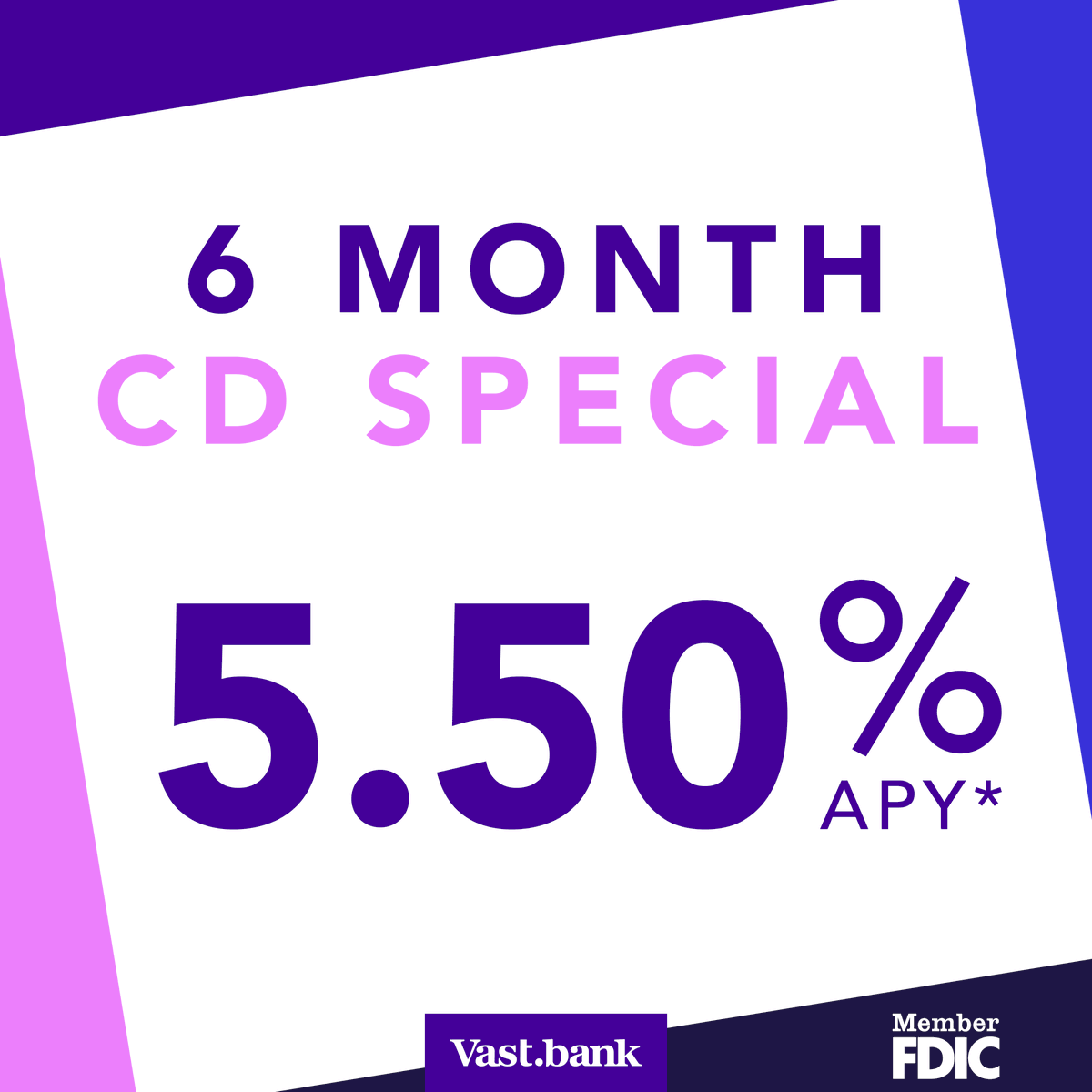 Why wait to earn more? Visit hubs.ly/Q02v9-_M0 or speak with a banker today to learn more about our CD specials.

#personalbanking #tulsabank #vastbank #banklocal