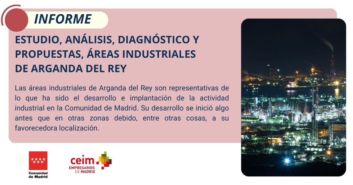 📗 | Te contamos todo lo que necesitas saber sobre las áreas industriales de Arganda del Rey en este #InformeCEIM, en colaboración con @ASEARCO.  🙌 En los polígonos de Arganda del Rey hay cerca de 2.350 empresas activas.  Lee el informe aquí 🔗 i.mtr.cool/lwsmmiwrxi