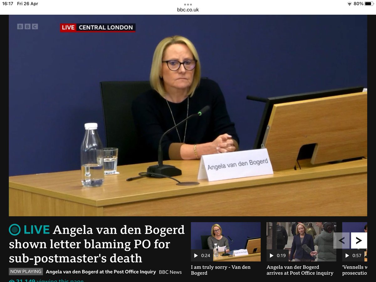 I’ve never met Angela van den Bogerd but can safely say she makes me feel physically sick. How she makes the sub postmasters and their families feel I can’t begin to imagine. #HorizonScandal #PostOffceScandal #PostOfficeInquiry #alanbates #AngelavandenBogerd #bbcnews