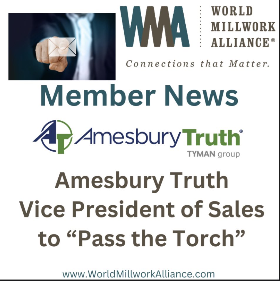 Vince Eslick, Vice President of Sales at AmesburyTruth, has announced his retirement after more than 27 years in the fenestration industry.
Read more at worldmillworkalliance.com/amesburytruth-…
 
#WMA #WorldMillworkAlliance