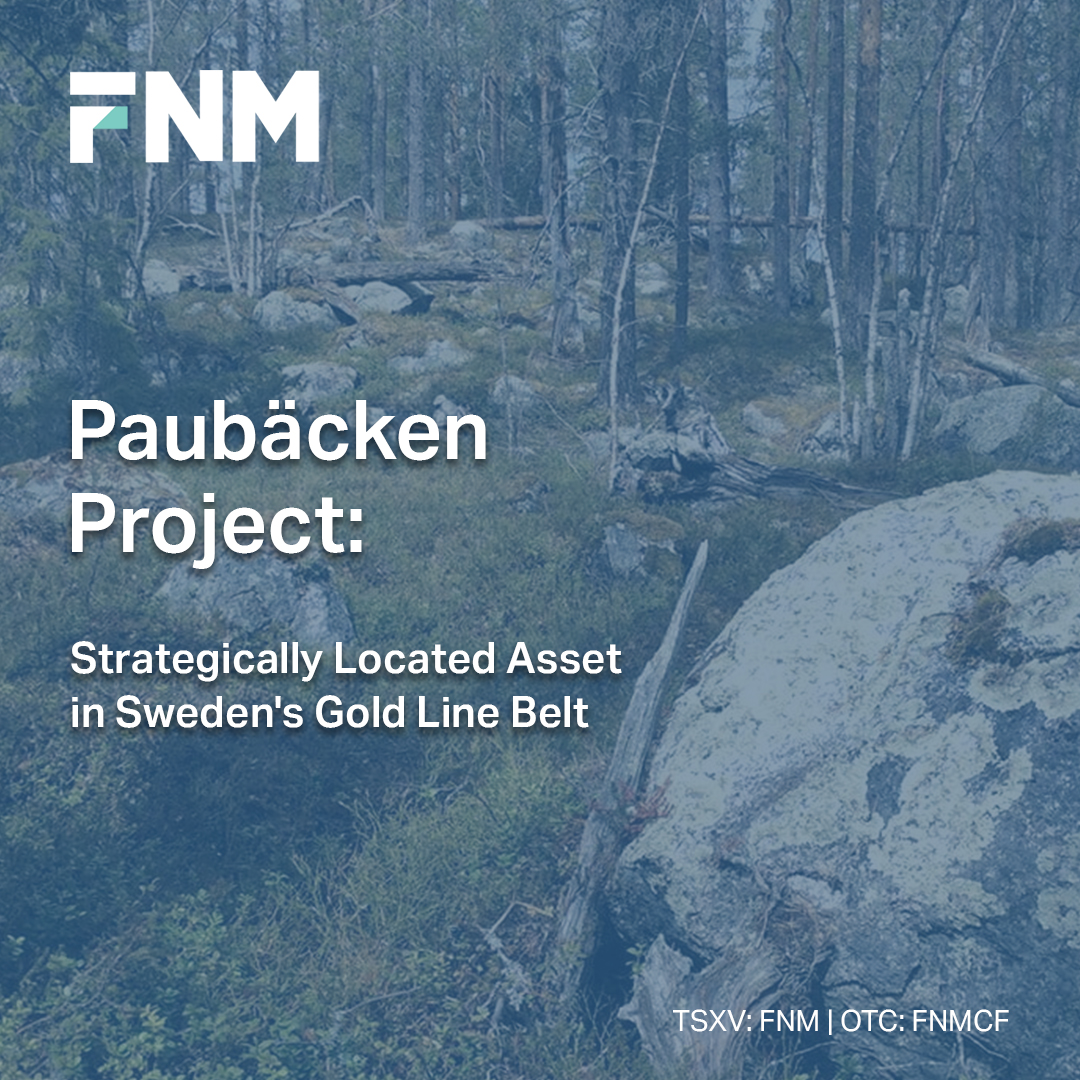Our #Paubäcken Project covers 17,000 hectares of exploration potential in a highly prospective area for gold mineralization in Sweden's Gold Line belt. Learn more about this project and its potential: loom.ly/c_B2658 #goldstocks #mining #Sweden #TSXV #OTC #FNMCF $FNM