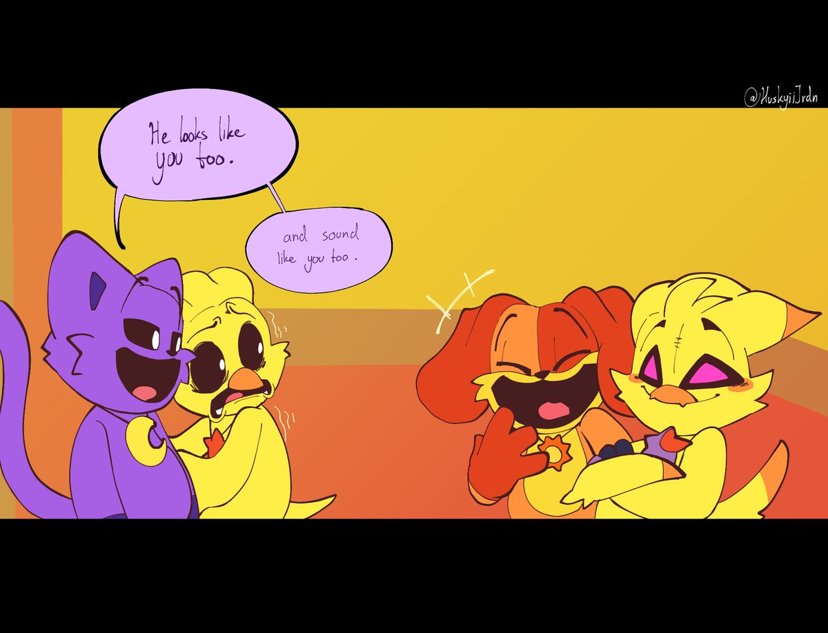 [Comic] 'What if CopyKat joined the Smiling Critters' Have this idea of a comic I had in mind :3 #SmilingCritters #PoppyPlaytimeChapter3 #SmilingCrittersOC #catnap #dogday #kickinchicken