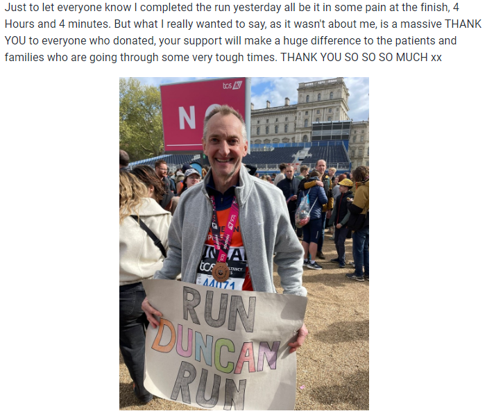 YM's Duncan Norris raised more than £2,800 for St. Catherine' Hospice by running the London Marathon last weekend. Great effort Duncan! @horshamymcafc @StCHospice @YMCADLG