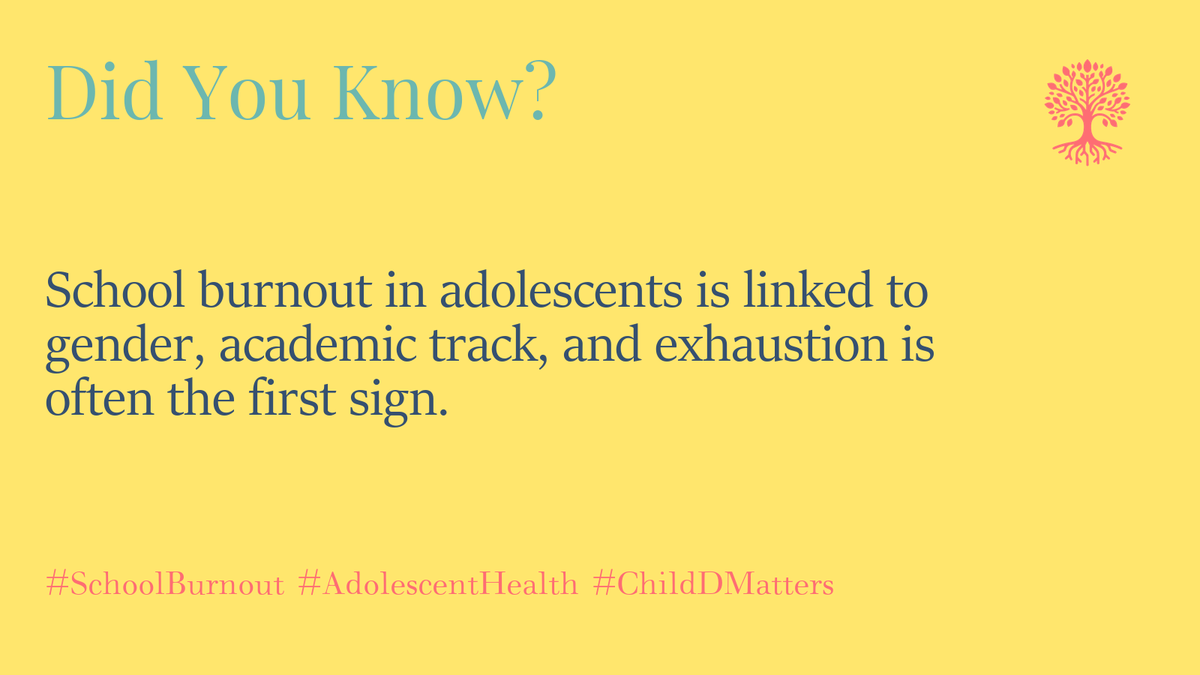 School burnout in adolescents is linked to gender, academic track, and exhaustion is often the first sign. #SchoolBurnout #AdolescentHealth #ChildDMatters 1/5