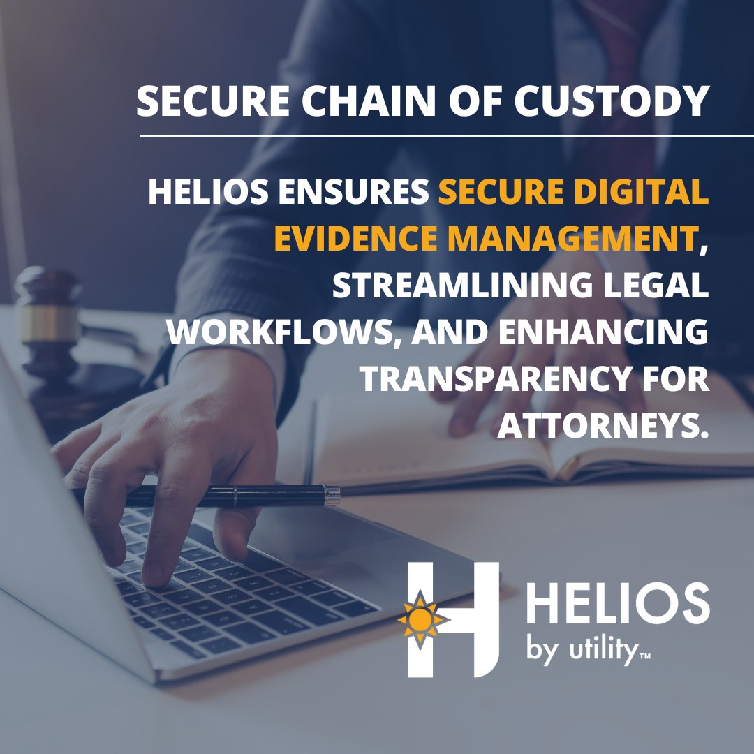 District Attorneys, we know how crucial it is to uphold the chain of custody for evidence integrity in your legal cases. That's why HELIOS by Utility™ offers a secure platform for managing digital media evidence. Learn more: bit.ly/3QepLfY #ChainOfCustody