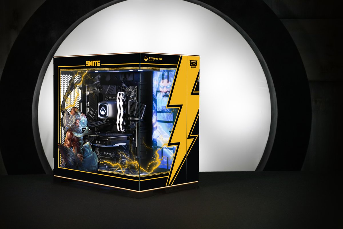 It's time for your setup to get a godlike upgrade! The SMITE PC from @StarforgePCs is available NOW! ⚡starforgepc.com/SMITE