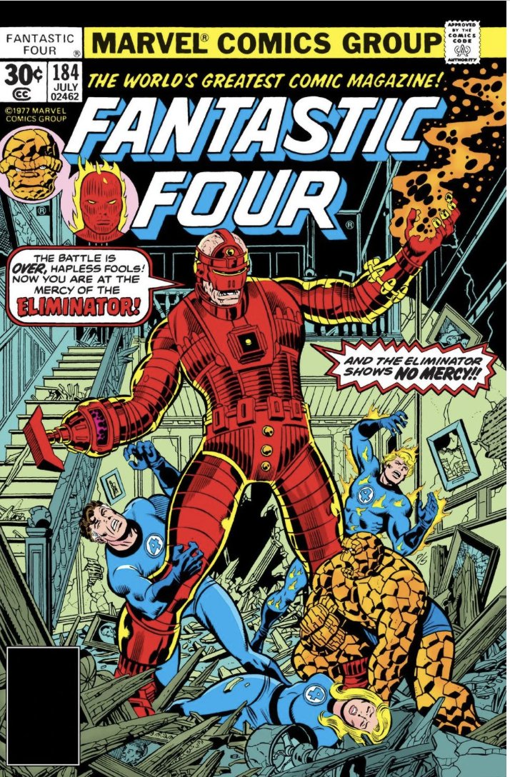 On #ThisDayInSupervillainHistory 
Like a jealous new partner who refuses to let you to hang out with your buddies, an armored android sought to destroy every one of Agatha Harkness's friends. The Eliminator debuted 47 years ago in Fantastic Four #184.