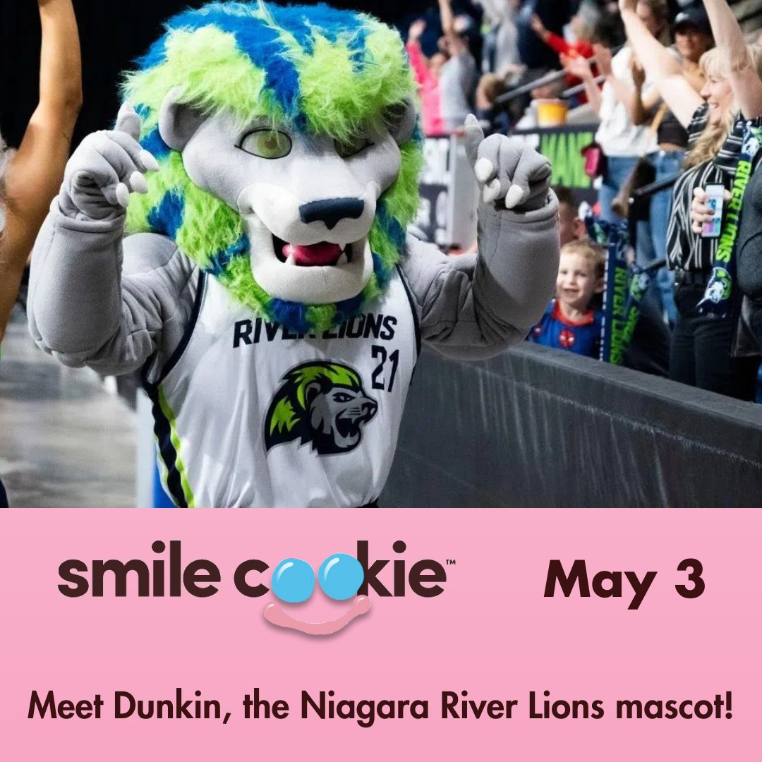 Meet Dunkin, the Niagara River Lions mascot during Smile Cookie week! Join us on Friday, May 3 at the Tim Hortons at 35 Ormond St. N, Thorold and meet Dunkin, the @RiverLions mascot for pictures starting at 10 am! #TimHortons #SmileCookie #EverySmileCounts #AlzheimerNiagara