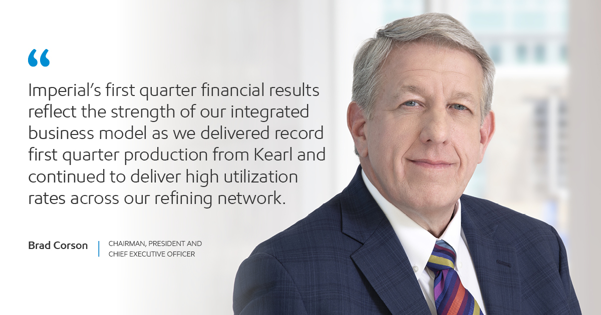 A message from our chairman, president & CEO, Brad Corson, on our first quarter earnings. $IMO Read more here: bit.ly/4aP7duV