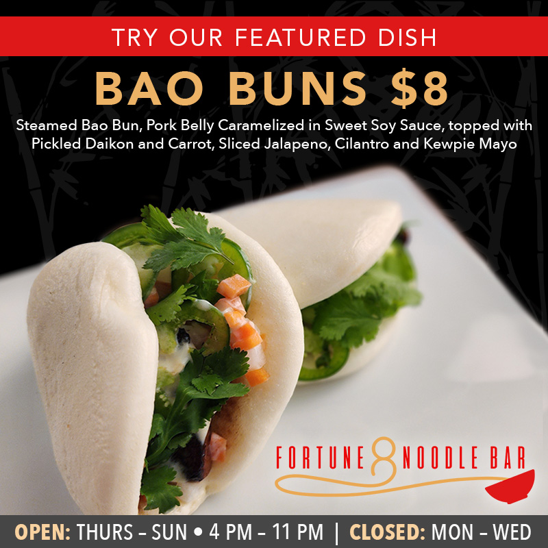 FireKeepers's tweet image. Experience a taste sensation like no other at Fortune 8 Noodle Bar with our latest addition: Bao Buns! 🥢🥟 Bite into fluffy goodness filled with mouthwatering flavors. Your journey to culinary bliss starts here.
#Fortune8NoodleBar #BaoBuns