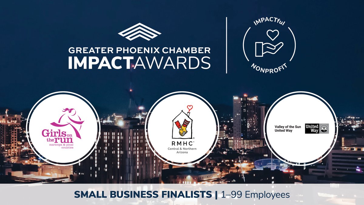 Congratulations to our IMPACTful Nonprofit finalists in the small business sector! #PHXIMPACT24 @gotrmpc @RHMCPhoenix @myvsuw We’re letting the community decide who will be this year’s recipient! Vote now >> phoenixchamber.com/impactvote