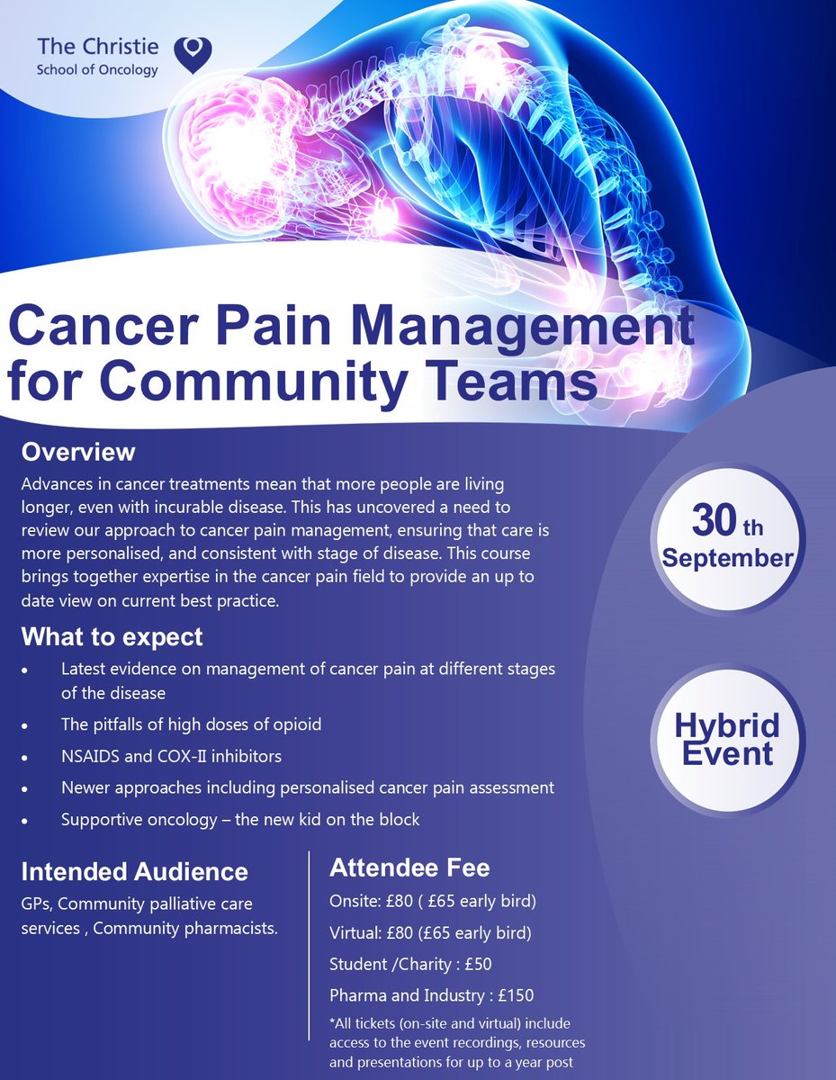 🚨 Attention healthcare providers and community teams! 🚨 Uncover the latest in Cancer and Pain Management at our upcoming Study Day! Secure your spot now with early bird tickets: ow.ly/4uSm50RiY32 #CancerResearch #PainManagement