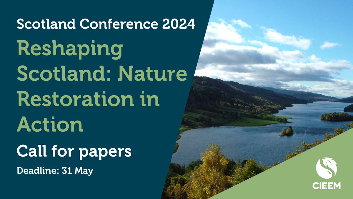 This conference will look at how nature restoration is being achieved in Scotland & what will need to be achieved in the future to ensure we are nature positive. Do you have any case studies or success stories to share? Submit a presentation proposal 👉 events.cieem.net/Events/EventPa…