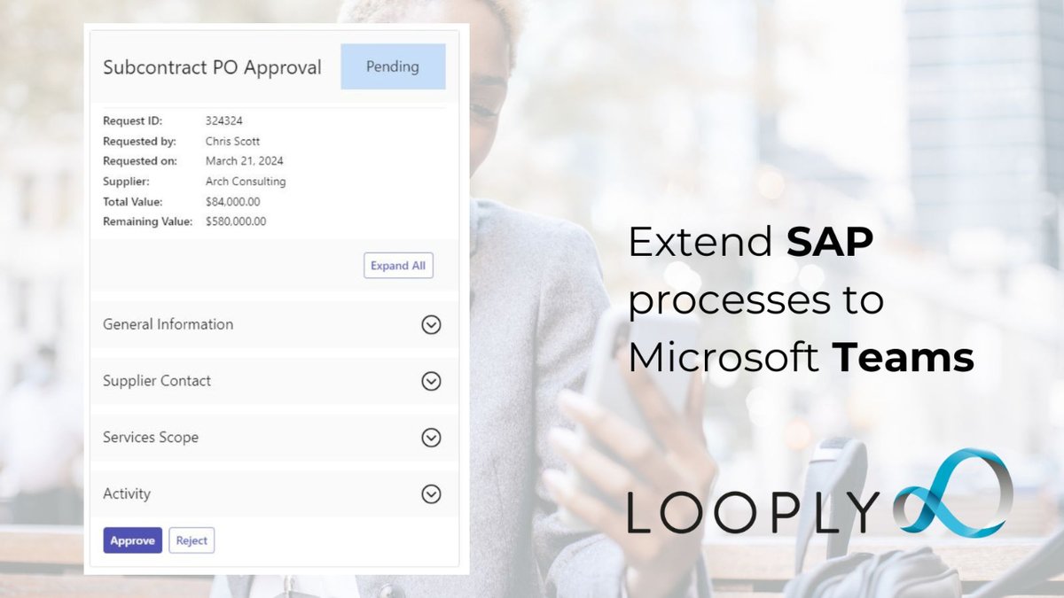 Extend SAP processes to MS Teams with Looply: Subcontract PO approval #looply #sap #s4hana i.mtr.cool/fnmsjaxgby