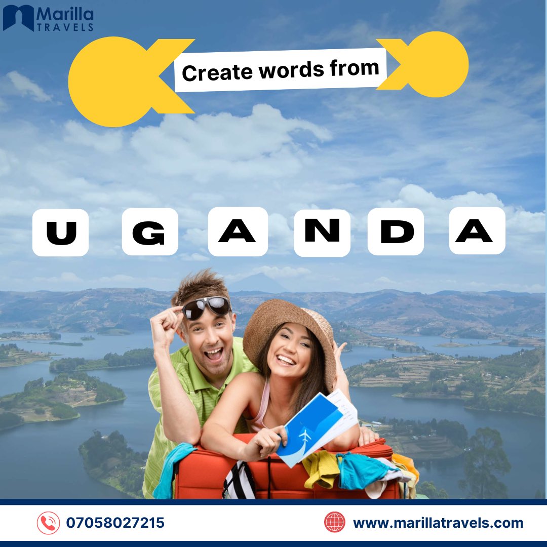 It’s another  Friday to unwind..

Create any word from Uganda and drop a comment below. ⬇️

Tag a friend to see this..

#singaporelife #travelagencyinlagos #marillatravels #exploremore #funfridays #uganda #ugandatravel #africa