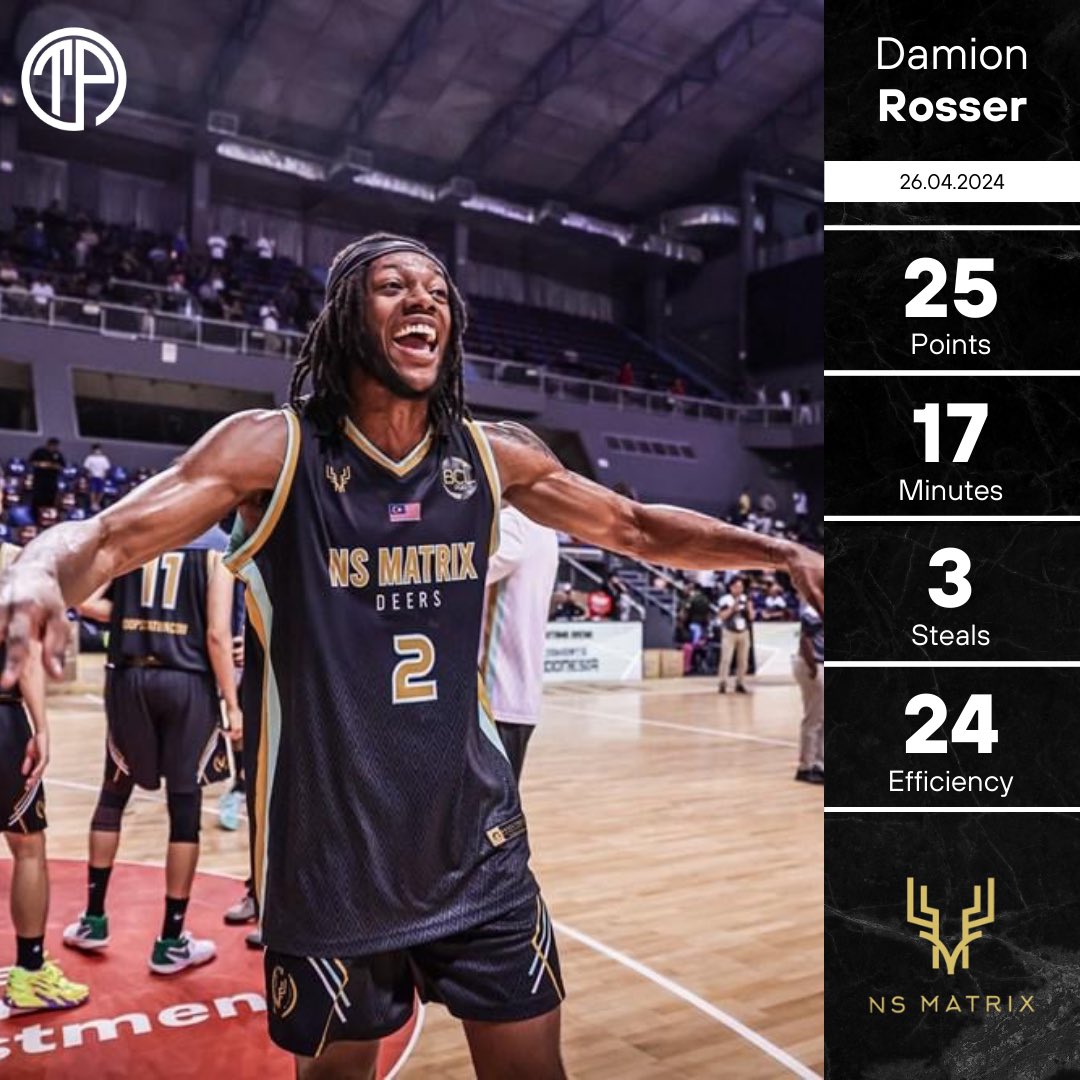 📊 | @1ofdame leads NS Matrix Deers in scoring as they beat Prawira Harum Badung in the Basketball Champions League Asia Qualifiers! 🇲🇾 

#ThePlayerAgency