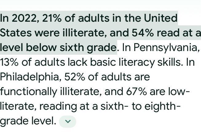 @adampnathan @jacksorj1959 Meanwhile back East -

I went to diverse schools -we ALL could read. After 70+ years of Dem leadership  -the stats below are common in our cities.

It’s an election years so fictional white nationalists (in Philly?) & the police (Dems have been hiring for 70years) will be blamed.