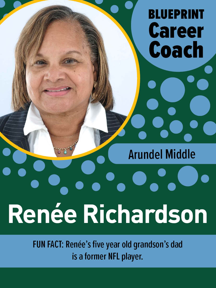 This week's Featured Blueprint Career Coach is Renee Richardson! Renee supports students at @ArundelMiddle. We appreciate you, Renee!

#AAWDC #WorkforceDevelopment #Featured #CareerCoaches #Blueprint #BlueprintforMarylandsFuture #EducationalExcellence #CareerOpportunities