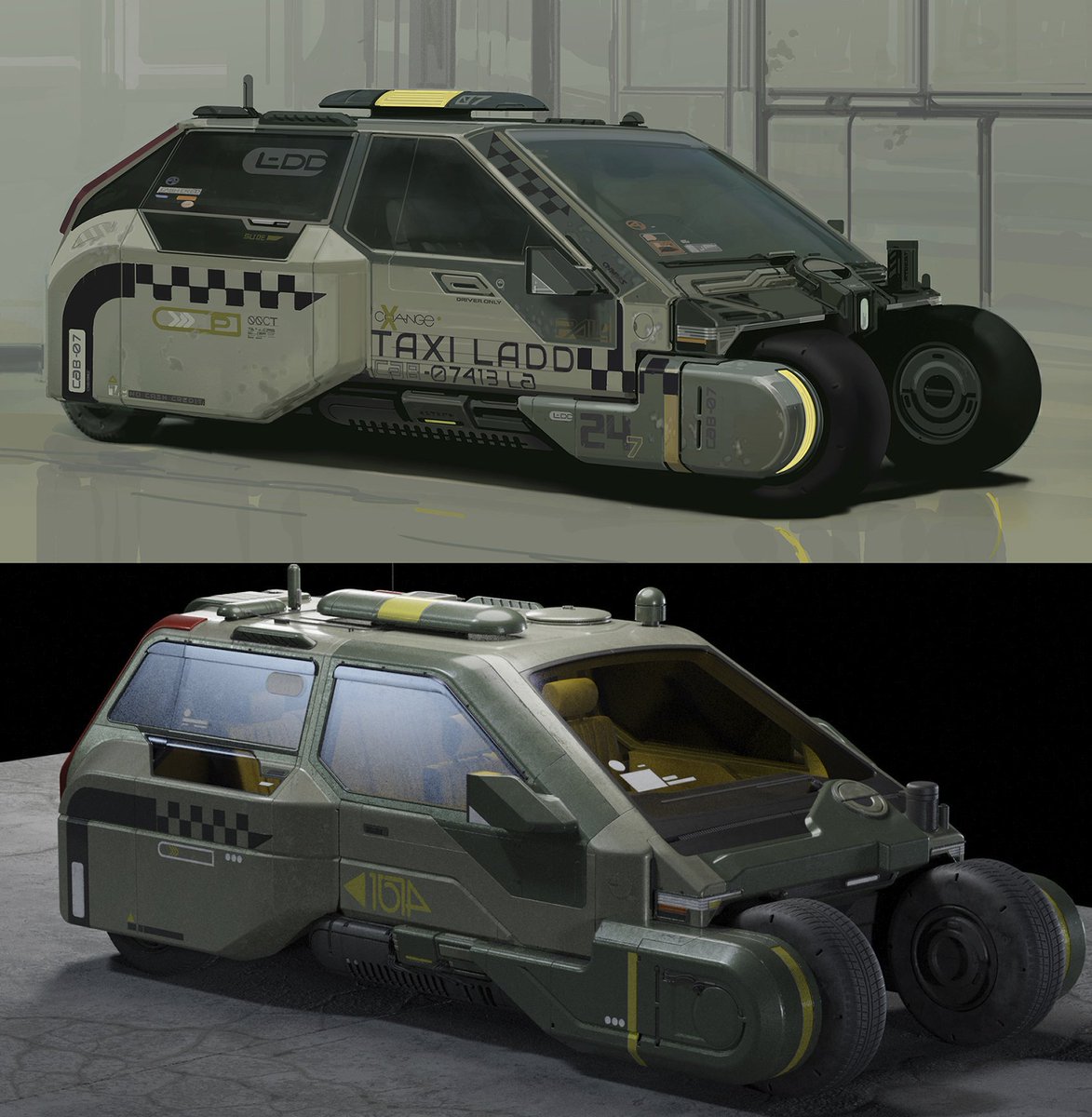 concept art and early stages 3D pass on the vehicle design for the BMS cyberpunk collection. Its been a blast so far working with @jamajurabaev1 and the super talented BMS team. 3D done is by the awesome Michael Yoshimura. #bigmediumsmall #cyberpunk #conceptart #vehicleMy