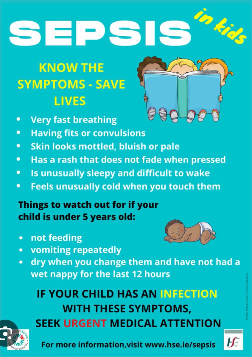 #RegionalHospitalMullingar Paediatric and Emergency Department staff are highlighting the signs and symptoms of sepsis and early management and treatment today for Paediatric Sepsis Awareness Week.

Don't be afraid to ask...Could this be sepsis?   #recognisesepsis