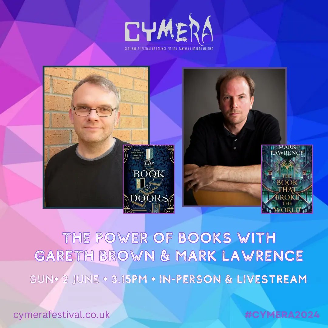 Delighted to announce I'll be interviewing the excellent @GarethJohnBrown and @Mark__Lawrence at @CymeraF this year. 📅 Sunday, 2 June at 3.15pm Find the full #Cymera2024 programme and reserve your spot online: 🔗 👇
