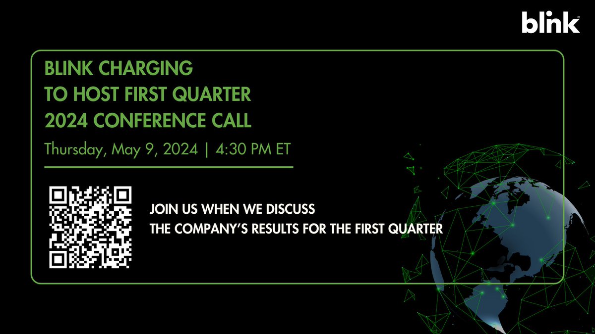 𝗝𝗼𝗶𝗻 𝘂𝘀 𝗹𝗶𝘃𝗲 𝗼𝗻 𝗧𝗵𝘂𝗿𝘀𝗱𝗮𝘆, 𝗠𝗮𝘆 𝟵𝘁𝗵 𝗮𝘁 𝟰:𝟯𝟬𝗽𝗺 𝗘𝗧 𝗮𝘀 𝗕𝗹𝗶𝗻𝗸 𝗮𝗻𝗻𝗼𝘂𝗻𝗰𝗲𝘀 𝗶𝘁𝘀 𝗳𝗶𝗿𝘀𝘁 𝗾𝘂𝗮𝗿𝘁𝗲𝗿 𝗿𝗲𝘀𝘂𝗹𝘁𝘀.
👉 visit bit.ly/4dfcNbx

#BlinkCharging #EarningsReport #Webcast #BusinessGrowth