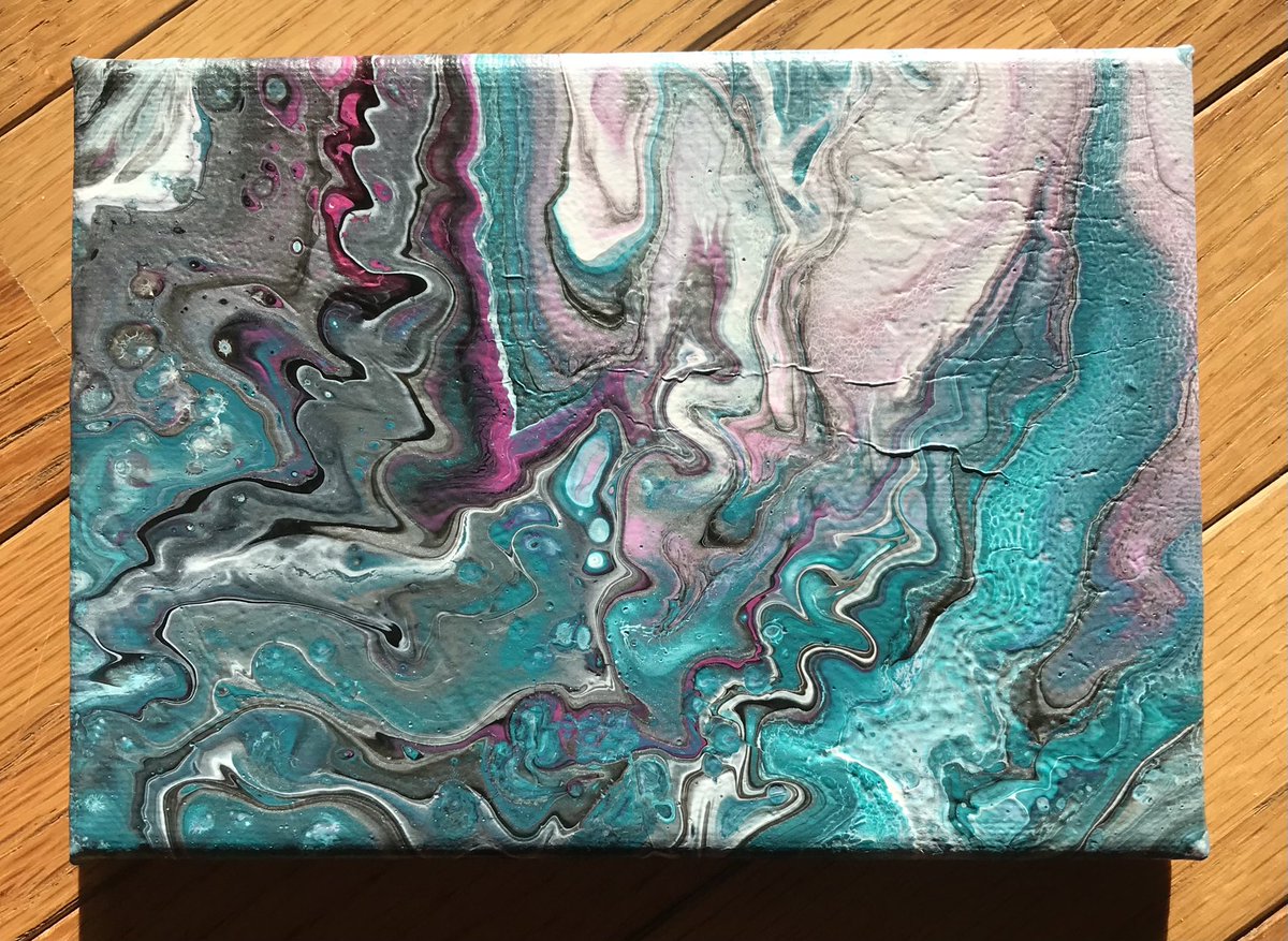 5x7” turquoise, silver, white, magenta and baby pink acrylic pour painting available at my shop! 🩷🩵🤍🩶 Everything is 25% off until May 1 ✨ martianhearth.etsy.com/listing/168154…