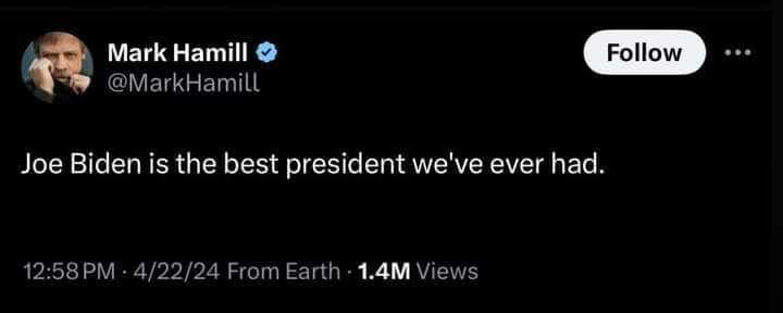 He should stick to acting.  Clearly, he cannot tell a joke well....  ⚡💥😉😆  cc:  @MarkHamill  @charliekirk11