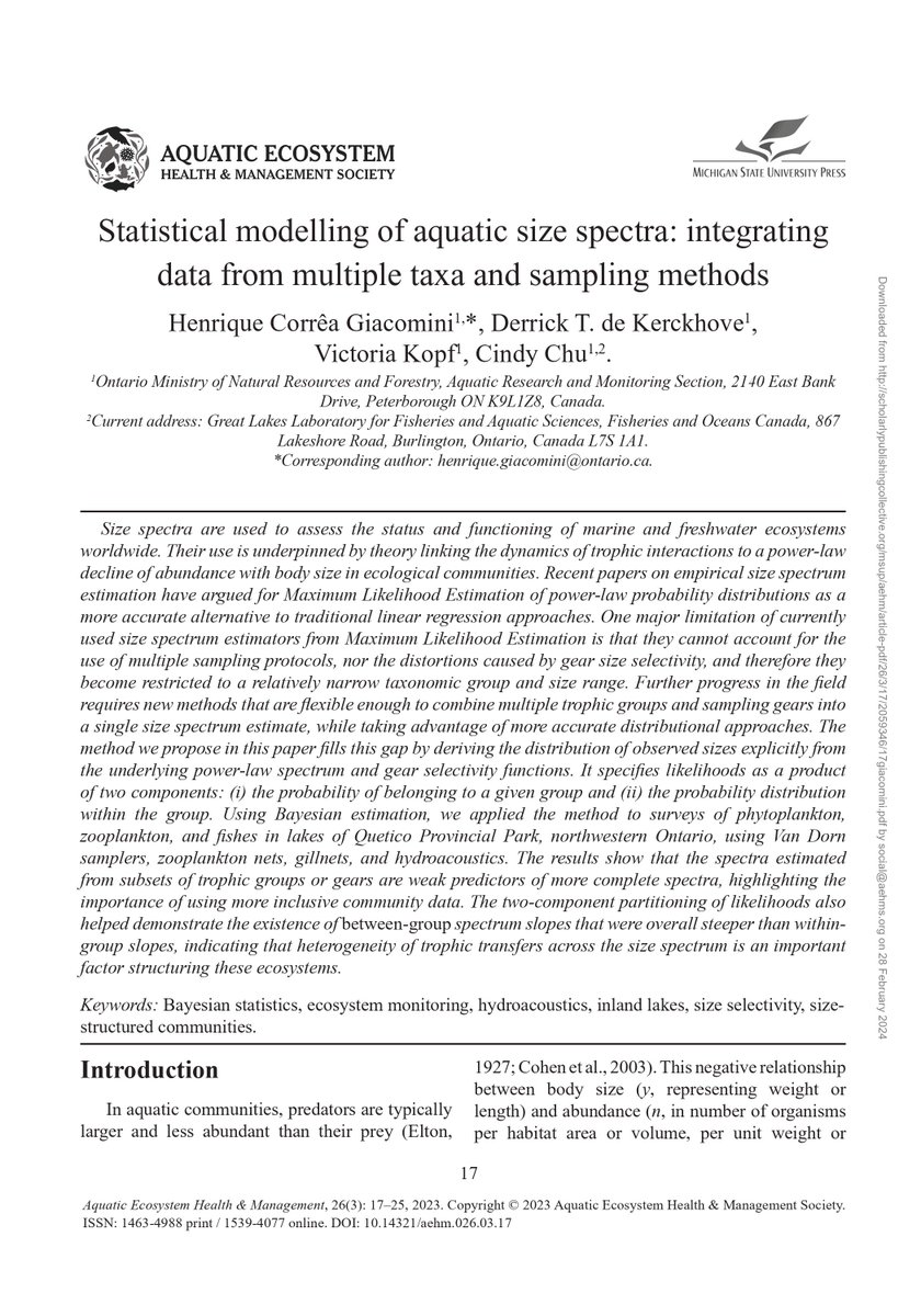 Explore the intricate realm of statistical modelling in aquatic ecosystems with our latest paper from AEHMS Volume 26, Issue 3!

#AquaticEcology #StatisticalModeling #ResearchInsights

scholarlypublishingcollective.org/msup/aehm/arti…