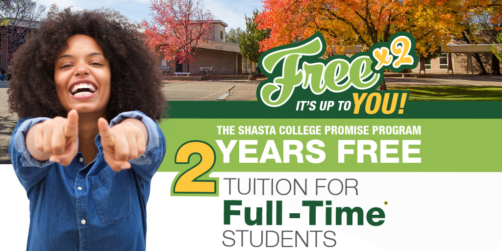 Let us cover your tuition! The Shasta College Promise Program offers two years free tuition for eligible students. Complete the New Student Online Orientation, meet with a counselor, and submit the 2024-2025 FAFSA or CA Dream Act Application! shastacollege.edu/cost-financial…