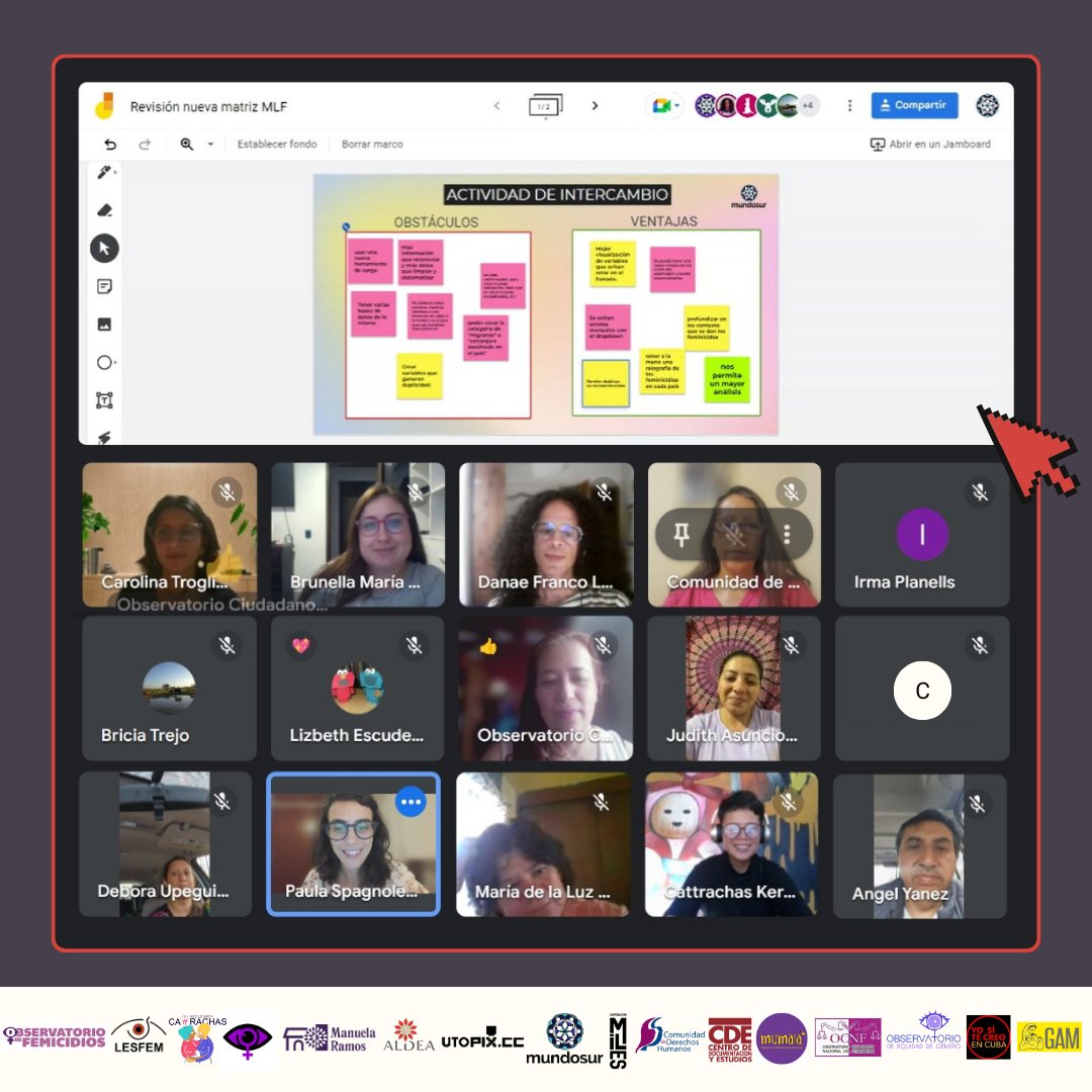 🔥Nos juntamos con las organizaciones del Mapa Latinoamericano de Feminicidios (MLF) para seguir trabajando en forma colaborativa en la construcción de #datos sobre #feminicidios con #PerspectivaDeGénero e #Interseccional.

#FeminicidiosBajoLaLupa #NiUnaMenos #VivasNosQueremos