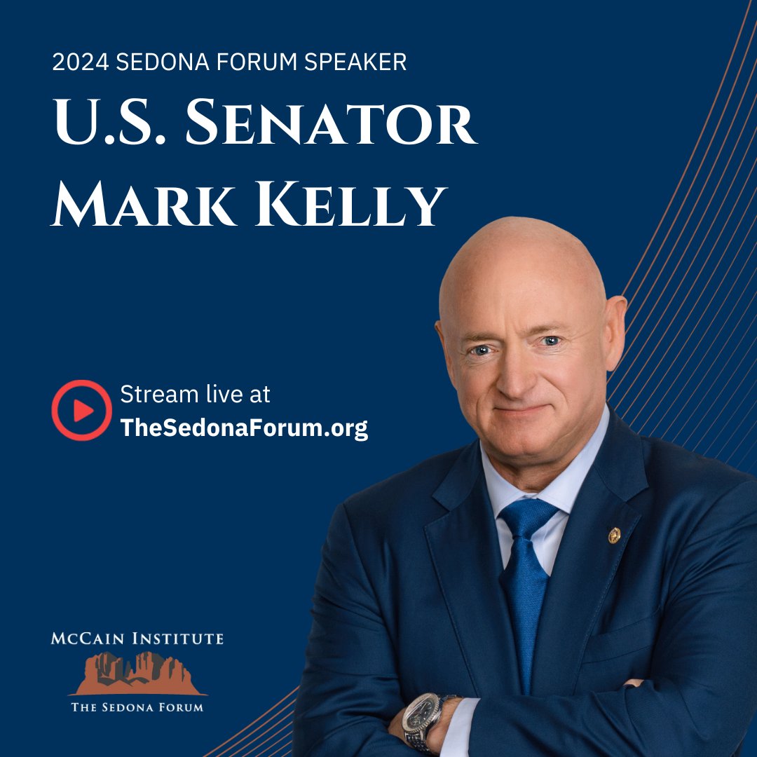 It’s official—@SenMarkKelly (D-Ariz.) will join this year’s Sedona Forum. We look forward to hearing from Sen. Kelly who continues the legacy of John McCain by fighting for freedom and defending democracy. Register now for the #SedonaForum2024 livestream: mccaininstitute.org/the-sedona-for…