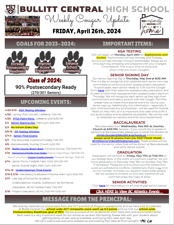 Students and Families, 
Please click on the link for Cougar News 4/26:
drive.google.com/file/d/1luVniu…

Have a great weekend! 
#ExpectMore #WeAreBC