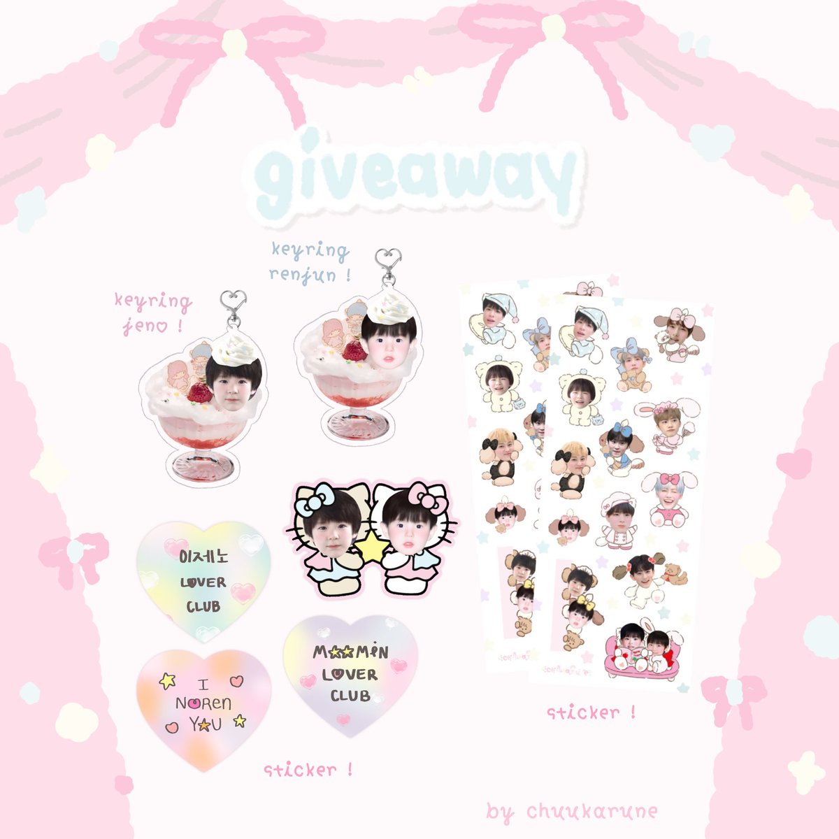 pls kindly rt
⠀⠀⠀giveaway ౨ৎ THEDREAMSHOW3 💚

𓇼 keyring acrylic ( jeno,renjun ) 20 ea.
𓇼 sticker 50 ea.
𓇼 sticker dicut 50%

♡ date 23 June 2024 ♡ time tba ♡

𓐄 more details in mention 𓐄

🐯🦊🐶🐻🐰🐱🐹

 #NCTDREAM_THEDREAMSHOW3inBKK 
#NCTDREAM_THEDREAMSHOW3